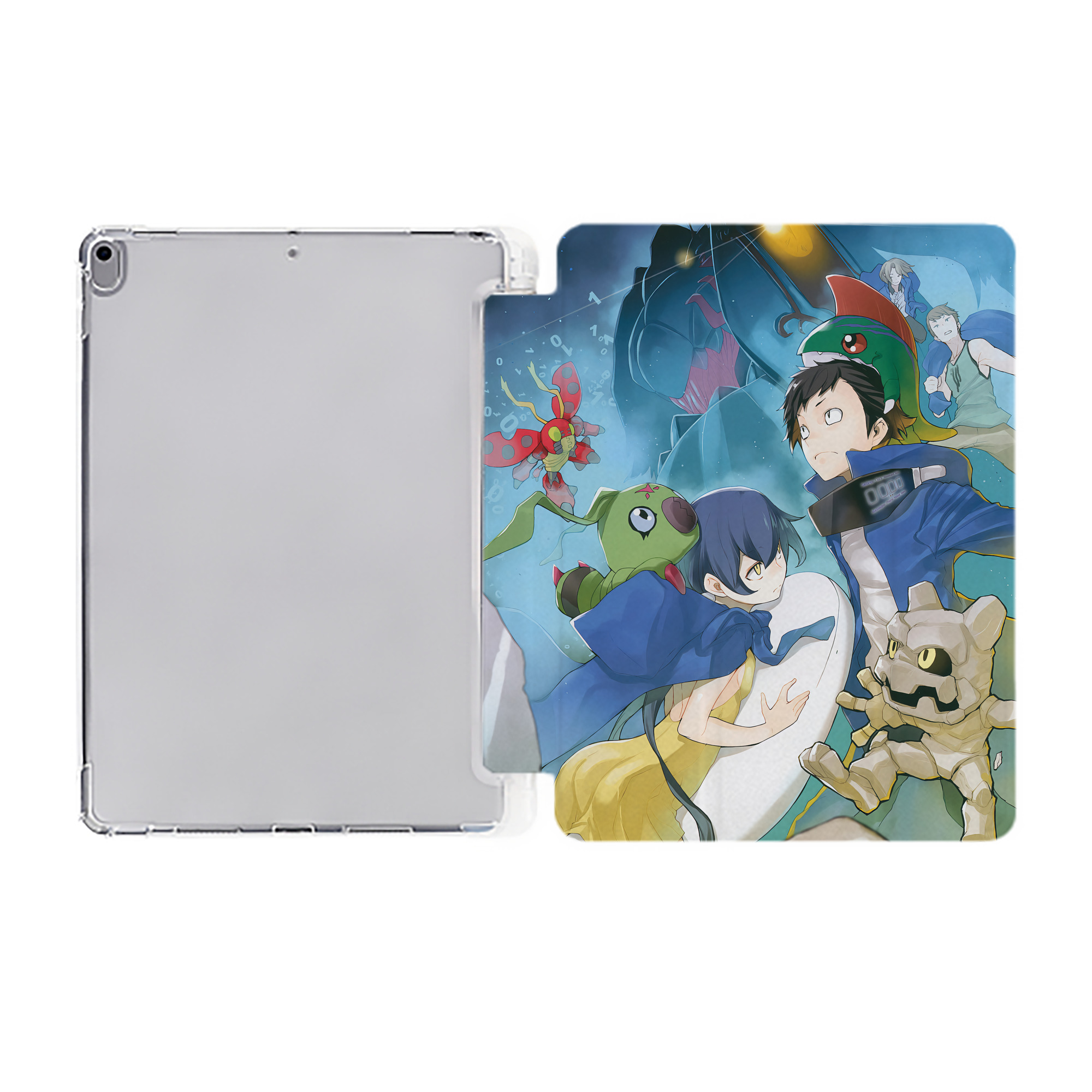 （画像用） Digimon デジタルモンスター/デジモン IPad ケース ペン収納付き 三つ折りスタンド PUレザー×シリコン 対応機種9.5/10.5/10.9インチ